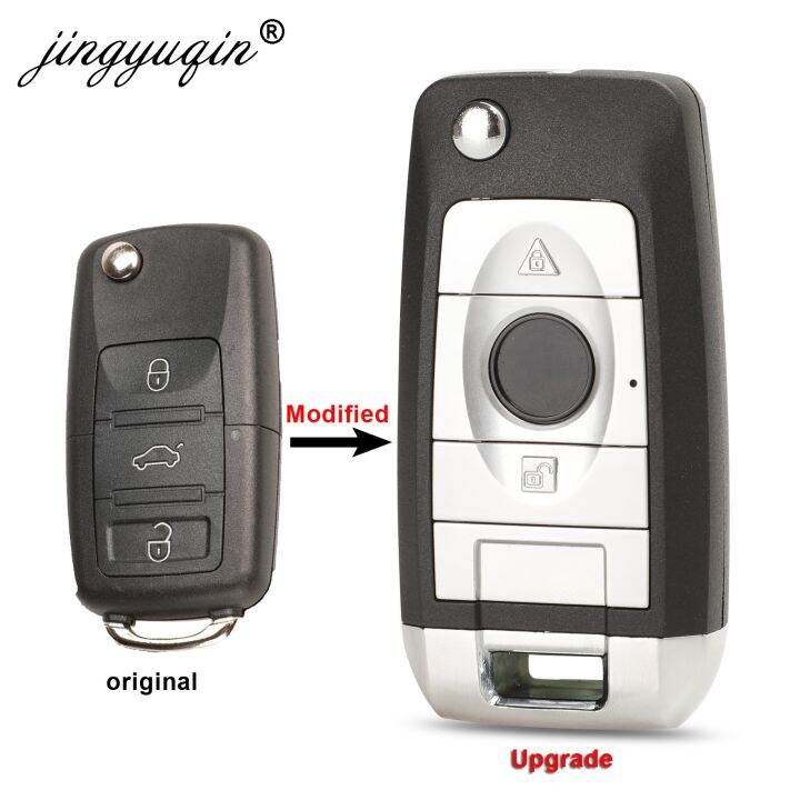 jingyuqin-3ปุ่มดัดแปลงตัวพับเก็บรีโมทรถซองใส่กุญแจเคสสำหรับ-volkswagen-vw-jetta-golf-passat-beetle-b5โปโลที่นั่งสโกด้า