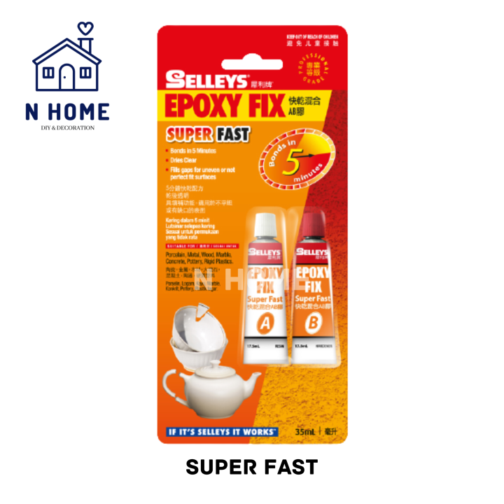Selleys Epoxy Fix Super Fast 35ml A+B Repair Porcelain Wood Metal