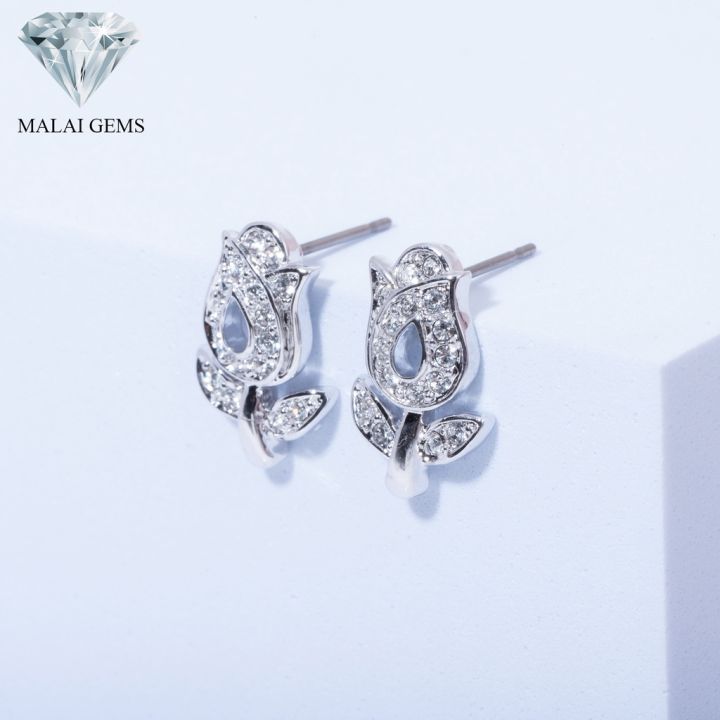 malai-gems-ต่างหูเพชร-เงินแท้-silver-925-เพชรสวิส-cz-เคลือบทองคำขาว-รุ่น-21005261-แถมกล่อง-ต่างหูcz-ต่างหูเงินแท้
