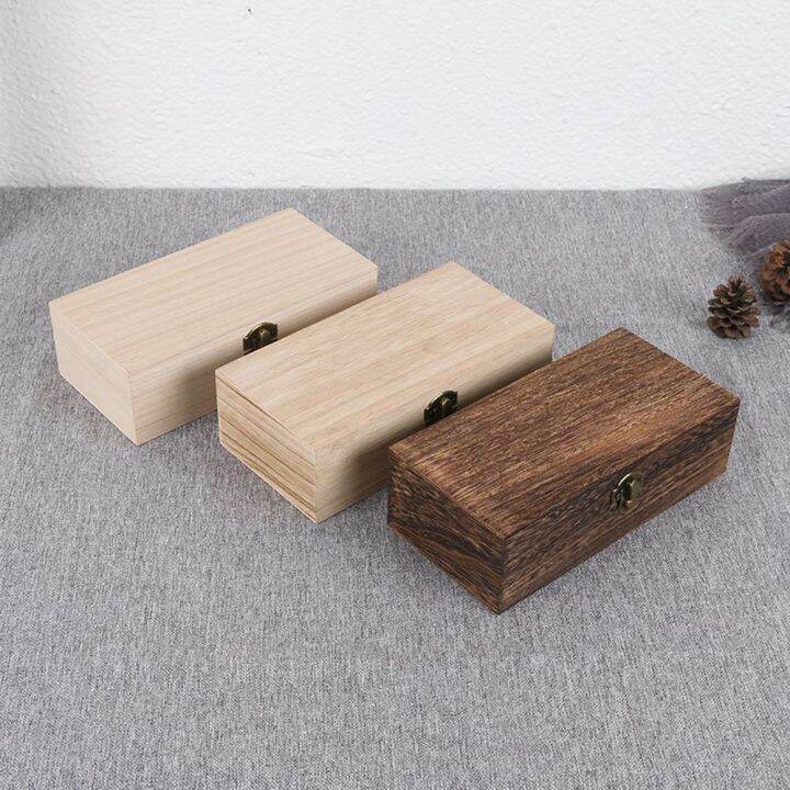 ASYMME Natural Wood Desktop Tea Boxes with Lid Postcard Organizer