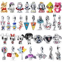 ☇▬ Donald Duck Mickey Mouse 925 Sterling Silver Disney Hot Air Balloon Charms Fit For Pandora Bracelet Bangle DIY Jewelry Making