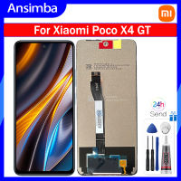 Ansimba ชิ้นส่วนอะไหล่สำหรับ Xiaomi Poco X4 GT ชิ้นส่วนจอสัมผัสแอลซีดีของเครื่องแปลงดิจิทัลสำหรับ Xiaomi Poco X4 GT 22041216G LCD