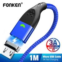 FonkenสายMicro USBด่วนชาร์จสายแม่เหล็ก 1 เมตร 2 เมตรแม่เหล็กอย่างรวดเร็วชาร์จลวดAndroidโทรศัพท์มือถือแท็บเล็ตLEDสายข้อมูล