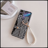 เคสโทรศัพท์กันกระแทกสไตล์ใหม่สำหรับออปโป้ไฟนด์ N2เคสพลิกแฟชั่นใหม่สำหรับผู้หญิงกระเป๋ากระเป๋าใส่บัตรมุกลายตารางพันนกเคสโทรศัพท์