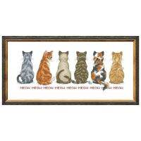 Back view of a row of cats cross embroidery kit cartoon pattern design 18ct 14ct 11ct unprint canvas Cross-stitch DIY needlework Needlework