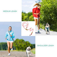 Dog Leash Harnesses Leads for Dogs Walking Slung Shoulder Hands Free Leashes Running Dog Chain Multifunctional Double-head Leash