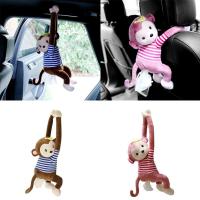 1x Creative Cartoon Monkey Car Hanging Paper Napkin Holder Box Portable Tissue Q6H3