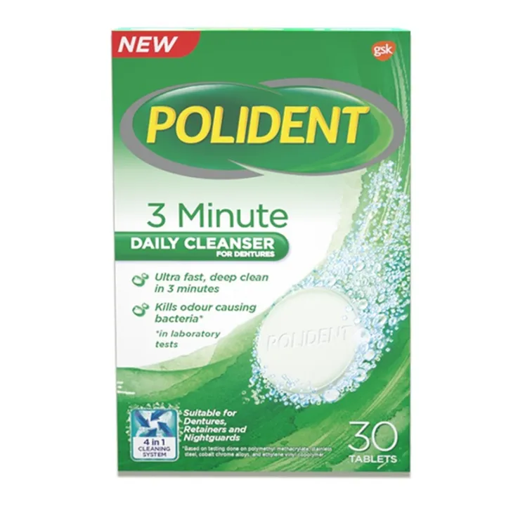 Polident 3 Minute Denture Cleanser 30 Tablet | Lazada Indonesia