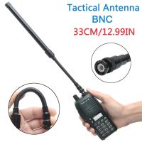 ABBREE Gooseneck BNC พับกองทัพ CS ยุทธวิธี VHF UHF Dual Band เสาอากาศสำหรับเครื่องส่งรับวิทยุ