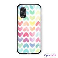 เคสโทรศัพท์สำหรับ OPPO A18 A38แฟชั่นผู้หญิงผู้หญิงสไตล์โบโฮขนาดเพชรพิมพ์ลายกระจกเทมเปอร์เคสป้องกันกันกระแทก