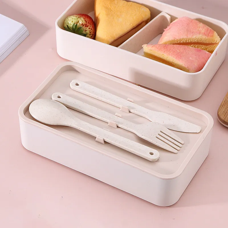 Double Decker Lunch Box with Bamboo Lid & Utensils - iREAD