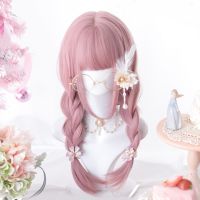 Cosplaysalon H762435 Lolita 50CM Long Straight Pink Heat Resistant Bangs Cute Party Synthetic Cosplay Wig ของขวัญ ของขวัญ