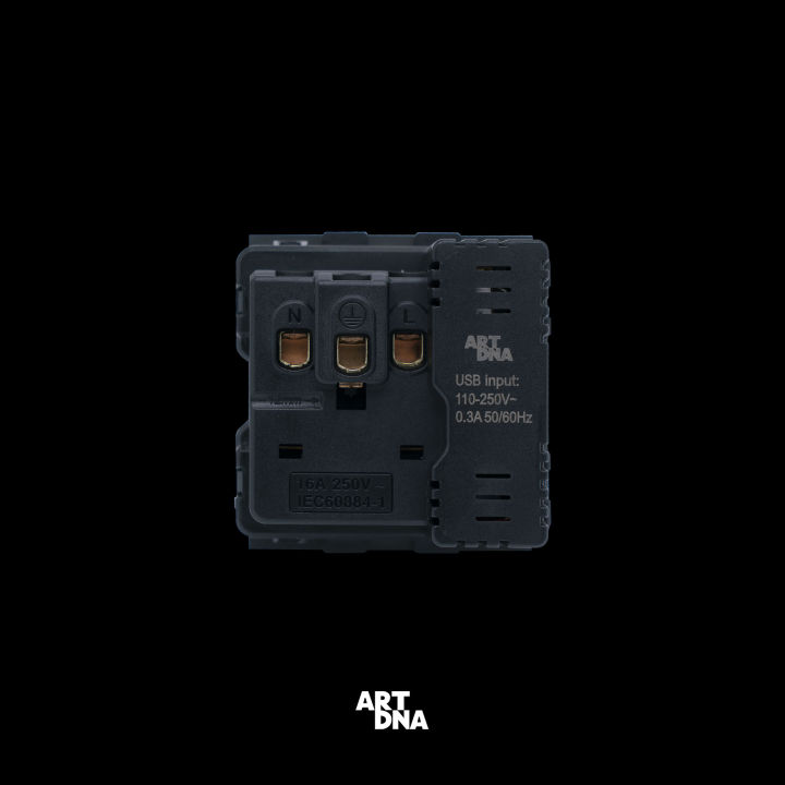 art-dna-รุ่น-a77-3-pin-socket-with-usb-type-a-c-charger-สีดำ-ปลั๊กไฟโมเดิร์น-ปลั๊กไฟสวยๆ-สวิทซ์-สวยๆ-switch-design