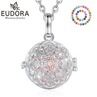 Eudora 18mm Harmony Ball Flower Cage Pendant Necklace Angel Caller Baby Chime Bola Fashion Pregnancy Jewelry Ladies Gift for Mom