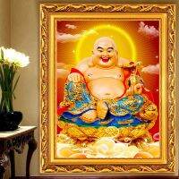 QIANZEHUI ภาพปักครอสติทช์คริสตัล แบบกลม ลาย Maitreya Buddhism DIY 5D