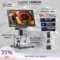 TOMLOV 1300x กล้องจุลทรรศน์ดิจิตอล DM201 Max/ DM202 Max,จอแอลซีดีกล้องจุลทรรศน์ HDMI พร้อมหน้าจอ,ส่งด้านล่าง,กล้องจุลทรรศน์บัดกรี25MP พร้อมไฟกล้องจุลทรรศน์วิดีโอดูทั้งเหรียญ,รองรับพีซี/ทีวี,32กิกะไบต์