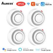 Aubess 4 cái tuya Wifi chuông báo khói khói cảm biến thăm dò phòng cháy