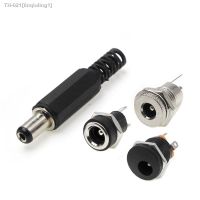 ﹍ 5 style 2/5/10Pairs 5.5 x 2.1mm Male Plugs DC Power Socket Female Jack Screw Nut Panel Mount Connector 5.5x2.1MM DC022 005 025