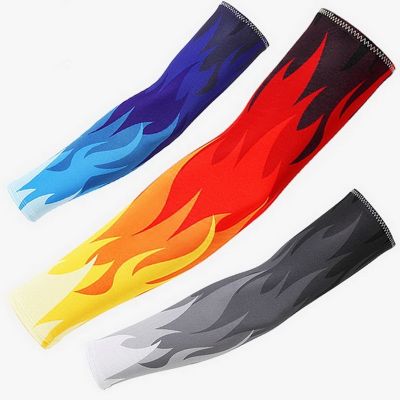 Sunscreen Cooling Arm Sleeves For Cycling Fishing Men Women Sun UV Protective Sleeves Sport cuff Flame Style Arm Warmer Cover Sleeves