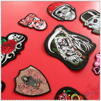 ✿ Punk Skull Series 02：HIPHOP Rock Iron-on Patch ✿ 1Pc Skeleton Diy Embroidery Patch Iron on Sew on Badges Patches