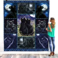 Dropshipping Black Cat Print Quilt Kids School Adults Bed Soft Warm Thin Blanket Cotton Quilt King Size Wholesale Custom Pattern