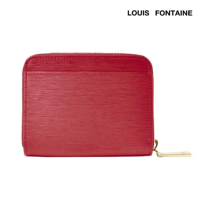 louis-fontaine-กระเป๋าสตางค์พับสั้นซิปรอบ-รุ่น-gems-สีแดง-lfw0015