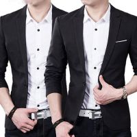 Mens Fashion Casual Suit Korean Slim Solid Color Suit Business Formal Jacket