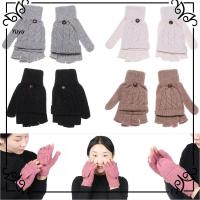 YUYU Autumn Winter Thermal Wool Thicken Knitted Half Finger Mittens Gloves Hand Warmer Flip