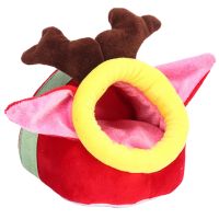 Hamster Cotton Nest Small Pet Warm Nest Plush Pet Bed Christmas Cute Plush Winter Warm Hamster Nest Bed House Sleeping Bag