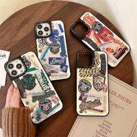 เคสกระจกสติกเกอร์แฮร์รี่พอตเตอร์ iPhone,สำหรับ14 Pro Max 14 Plus 13 Pro MAX 12 Pro MAX 11 TPU ฝาครอบโทรศัพท์กันกระแทกเคสด้านหลังน่ารักแฟชั่น INS