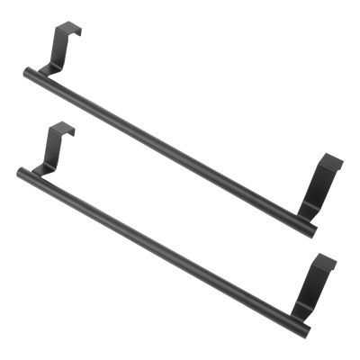 Over the Door Towel Rack, Kitchen Towel Holder, over Cabinet Towel Bar, Black 2 Pack,for Hand, Dish, Tea Towels