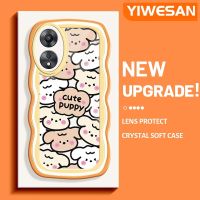 YIWESAN เคสสำหรับ OPPO A58 5G A58X 5G A78 5G ลายการ์ตูนน่ารักลูกสุนัขน่ารักลวดลายคลื่นเคสมือถือกันกระแทกแบบใสนิ่มเคสโปร่งใสลายกล้องถ่ายรูปฝาครอบป้องกันซิลิกาเจลที่สร้างสรรค์