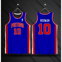 Detroit Pistons #10 Dennis Rodman Red &amp; White JERSEY | Full Sublimation Jersey