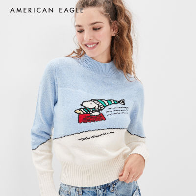 American Eagle Snoopy Mock Neck Sweater เสื้อ สเวตเตอร์ ผู้หญิง สนูปปี้  (EWSH 034-9810-400)