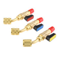 【YY】3Pcs ss Manual Shut-off Valve Angled Type Adapter with Ball Valve AC HVAC Refrigerant Charging Hose Tool Fit R22 R12 R410a