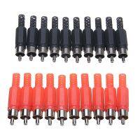 20 Buah Hitam Merah Solder RCA Male Plug Konektor Kualitas Tinggi RCA Male Audio Video Adaptor