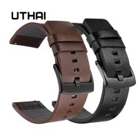 UTHAI สายรัดนาฬิกาหนังแท้,สำหรับ Samsung Galaxy Watch 42 46Mm สายรัด S3เกียร์กีฬาปลดเร็ว18 20 22 24mmZ26