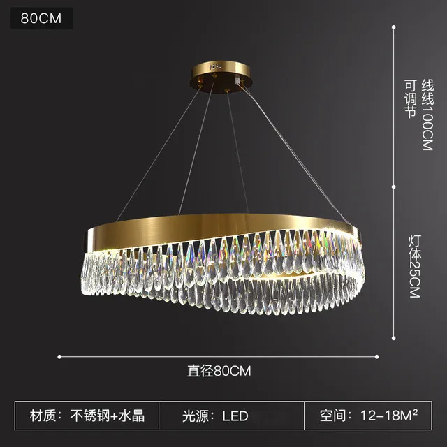 DOO Modern Gold Round Oval K9 Crystal Chandelier Luxury Villa Bar ...