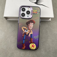 cartoon Toy Story purple electroplating hot silver Phone Case For iPhone 15 Pro Max 14 ProMax 13 12 12Pro 11 Shockproof Phone soft border hard case Mobile phone protective case