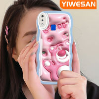 YIWESAN เคสสำหรับ VIVO Y91 Y91i Y95การ์ตูน3D น่ารักหมีสตรอเบอร์รี่แบบดั้งเดิมเคสโทรศัพท์แบบใสขอบเป็นลอนป้องกันเลนส์กล้องเคสซิลิโคนเนื้อนิ่มโปร่งใสสีสันสดใสกันกระแทก