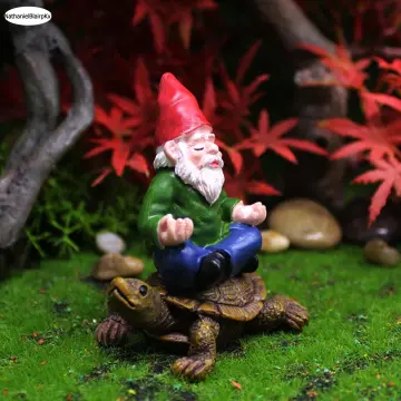 Garden Gnome Statue Resin Fishing Dwarf Elf Figurines Yard Front Porch  Outdoor