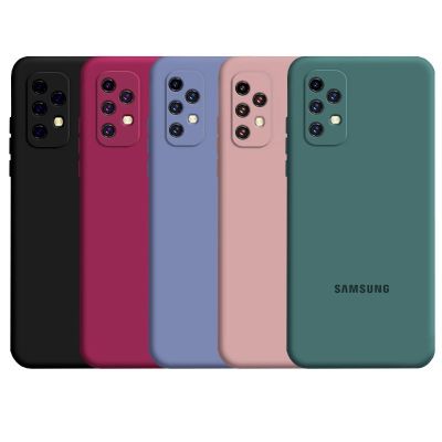 ♙ Case Samsung A12 A32 A52 A52S A72 A02S 5G 4G Casing Official Original Silicone Full Protection Soft Camera Protection Cover