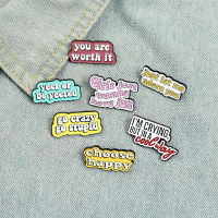 Creative Trendy Cartoon Full Positive Energy Text Oil Drop Brooch Pin Denim Bag Gift Men Women Fashion Jewelry Cloth Decoration