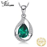 JewelryPalace 925สร้อยคอจี้เงินสำหรับผู้หญิงไม่มีโซ่3ct สีเขียวจำลอง Nano Emerald Pear อัญมณี Choker แฟชั่นเครื่องประดับคลาสสิก