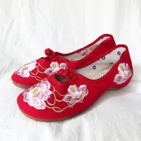 Veowalk Cotton Embroidery Women Comfort Ballet Flats Vegan Ladies Casual Canvas Slip-on Ballerinas Denim Dance Costume Shoes