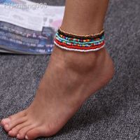 ZOSHI 7pcs/Set New Handmade Beaded Anklet Bracelets Rainbow Color Elastic Ankle Bracelet On The Leg Foot Beach Jewelry