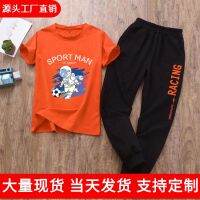 ☬ Astronaut childrens clothing boys short-sleeved trousers sports suit middle and big childrens childrens summer 2023 new one piece ready to send