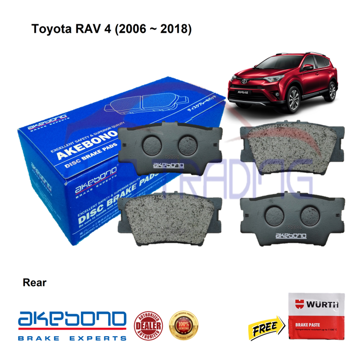 Genuine Akebono Rear Brake Pads for Toyota RAV 4 (2006 2018) with