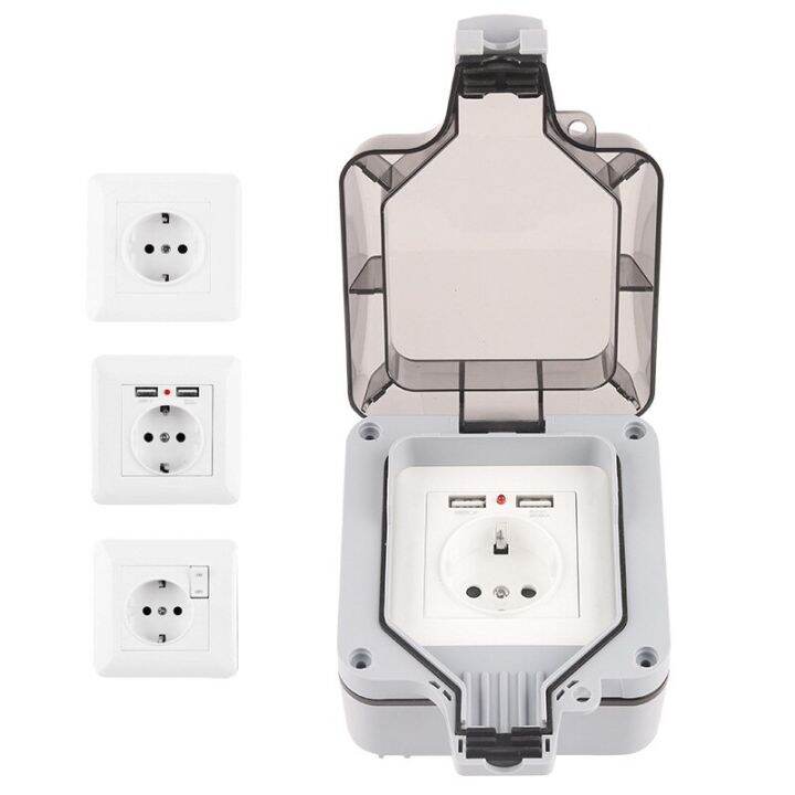 IP66 Outdoor Weatherproof 16A Grounded 250V Waterproof Power Socket