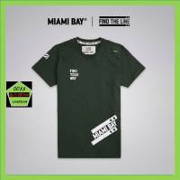 เสื้อคอกลม แบรนด์ Miami bay รุ่น Find the line  สีเขียวแก่